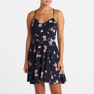 Navy blue floral short dress